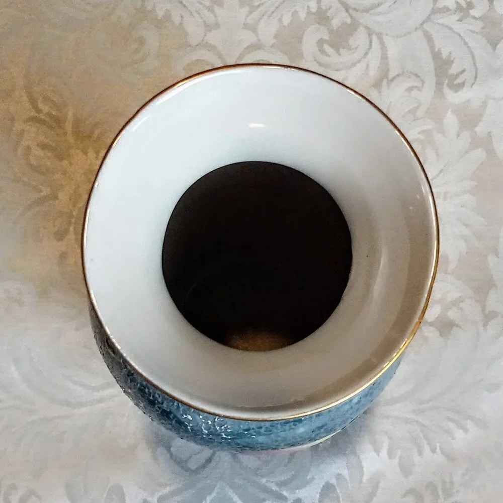 Hand-Painted Textured Floral Ceramic Vase